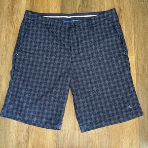 Tommy Bahama Shorts Mens 34 10" Navy Geometric Nylon Performance‎ Preppy Golf